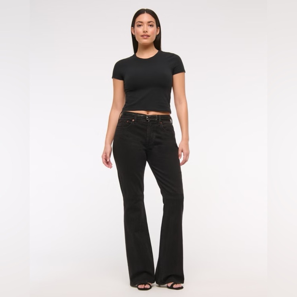 Abercrombie & Fitch Curve Love The Bootcut Jeans Black 28 Short NWT